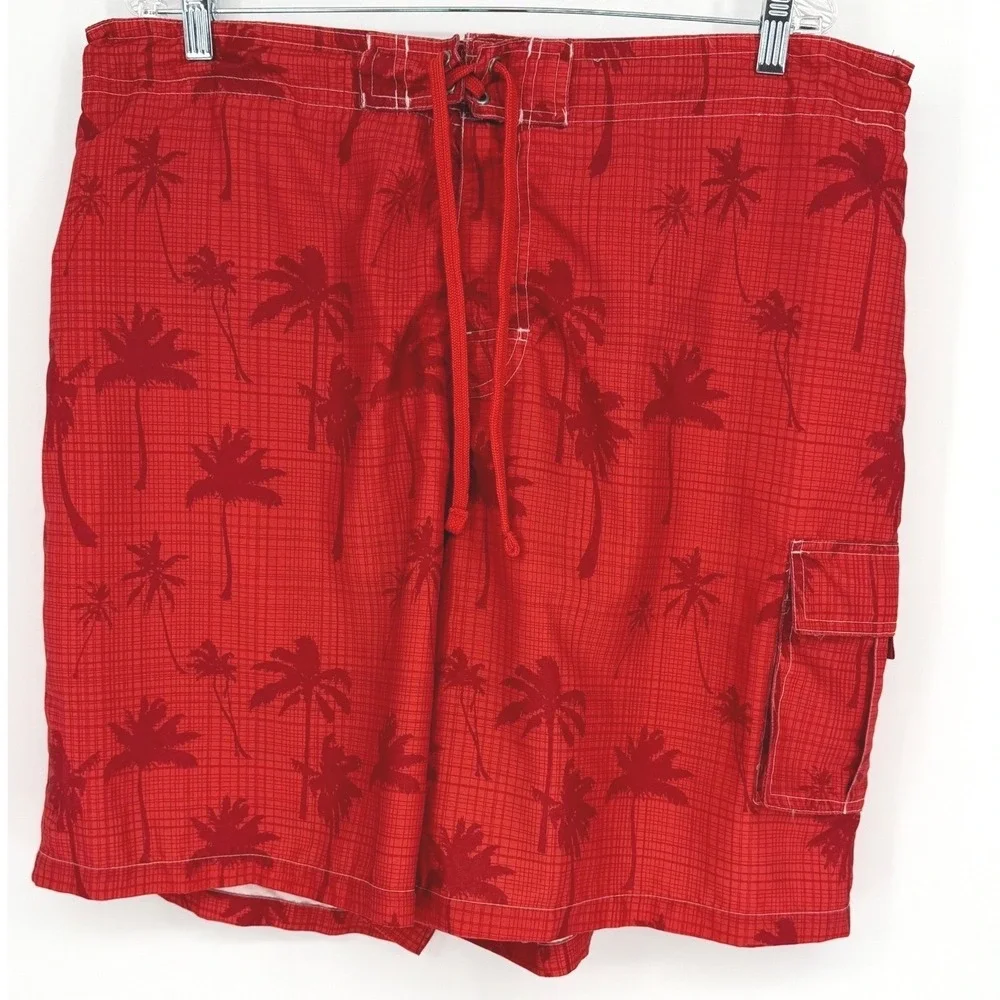 Junction West Orange Palm Tree‎ Cargo Board Shorts XL Beach Resortwear 101-10